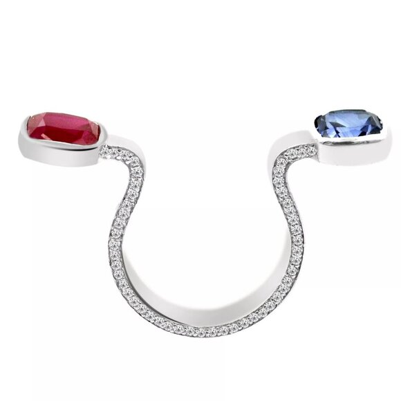 Unique 925 Sterling Silver 5.50Cts Ruby & Tanzanite Between...